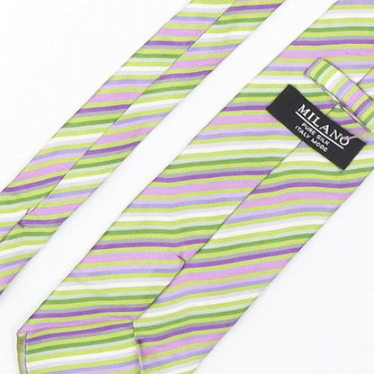 Milano Mens Multicoloured Striped Silk Pointed Tie One Size