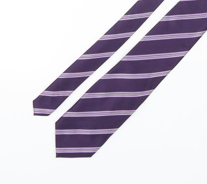 Greenwoods Mens Purple Striped Polyester Pointed Tie One Size