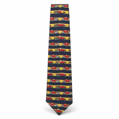 Front view of Halfords men’s multicoloured striped polyester pointed tie one size - car print