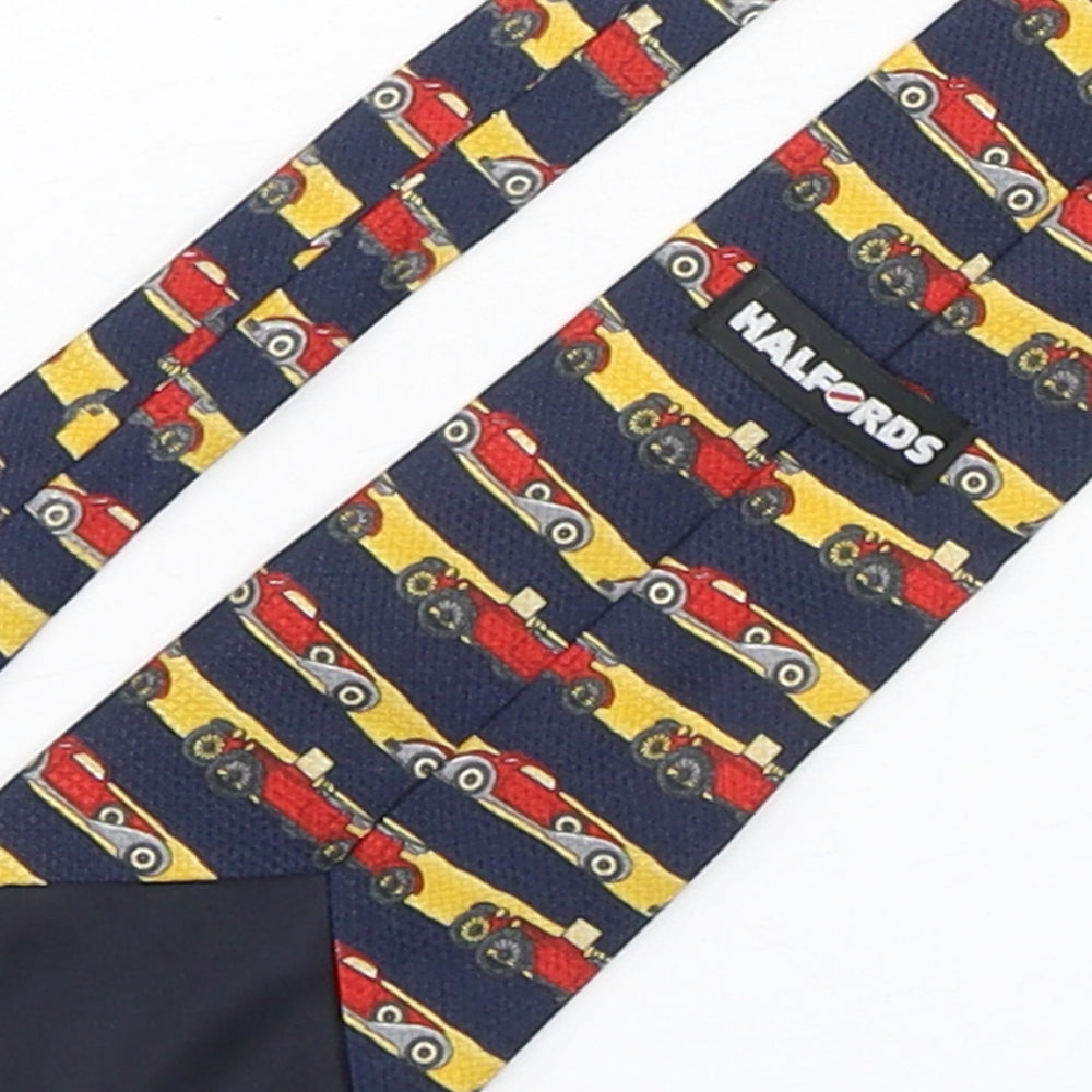 Halfords  Mens Multicoloured Striped Polyester Pointed Tie One Size - Car Print