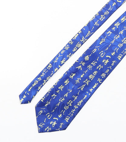 Gold City Mens Blue Geometric Polyester Pointed Tie One Size