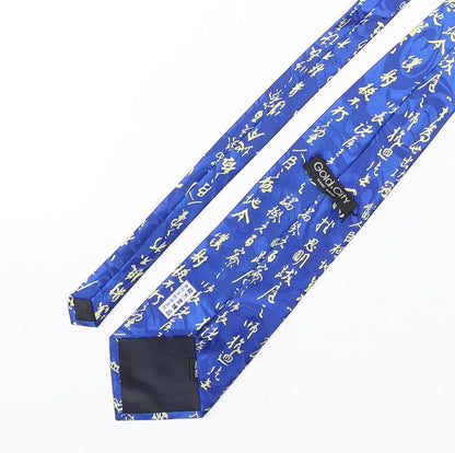 Gold City Mens Blue Geometric Polyester Pointed Tie One Size