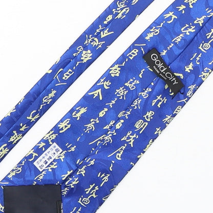 Gold City Mens Blue Geometric Polyester Pointed Tie One Size