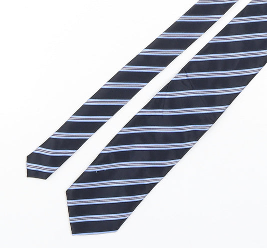 Mens BHS Blue Striped  Pointed Tie