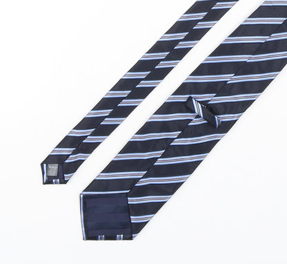 Mens BHS Blue Striped  Pointed Tie