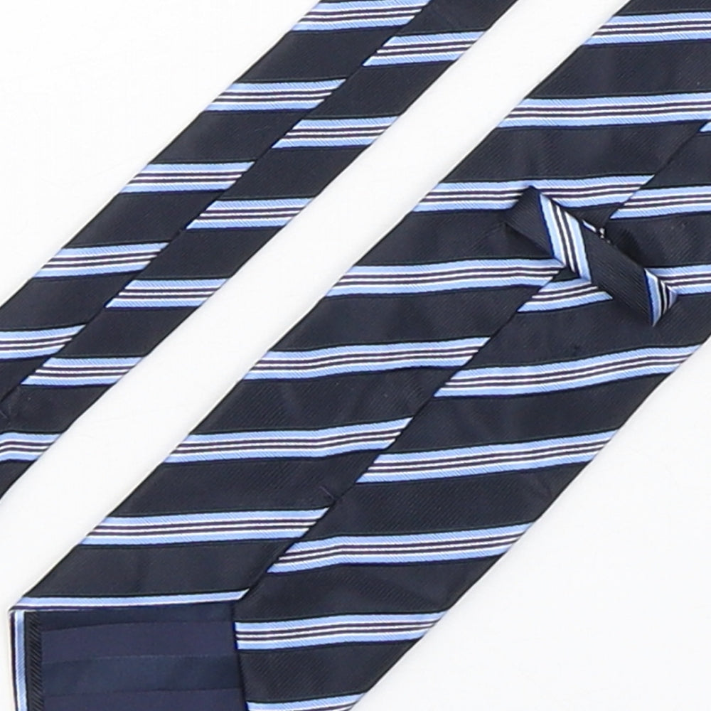 Mens BHS Blue Striped  Pointed Tie