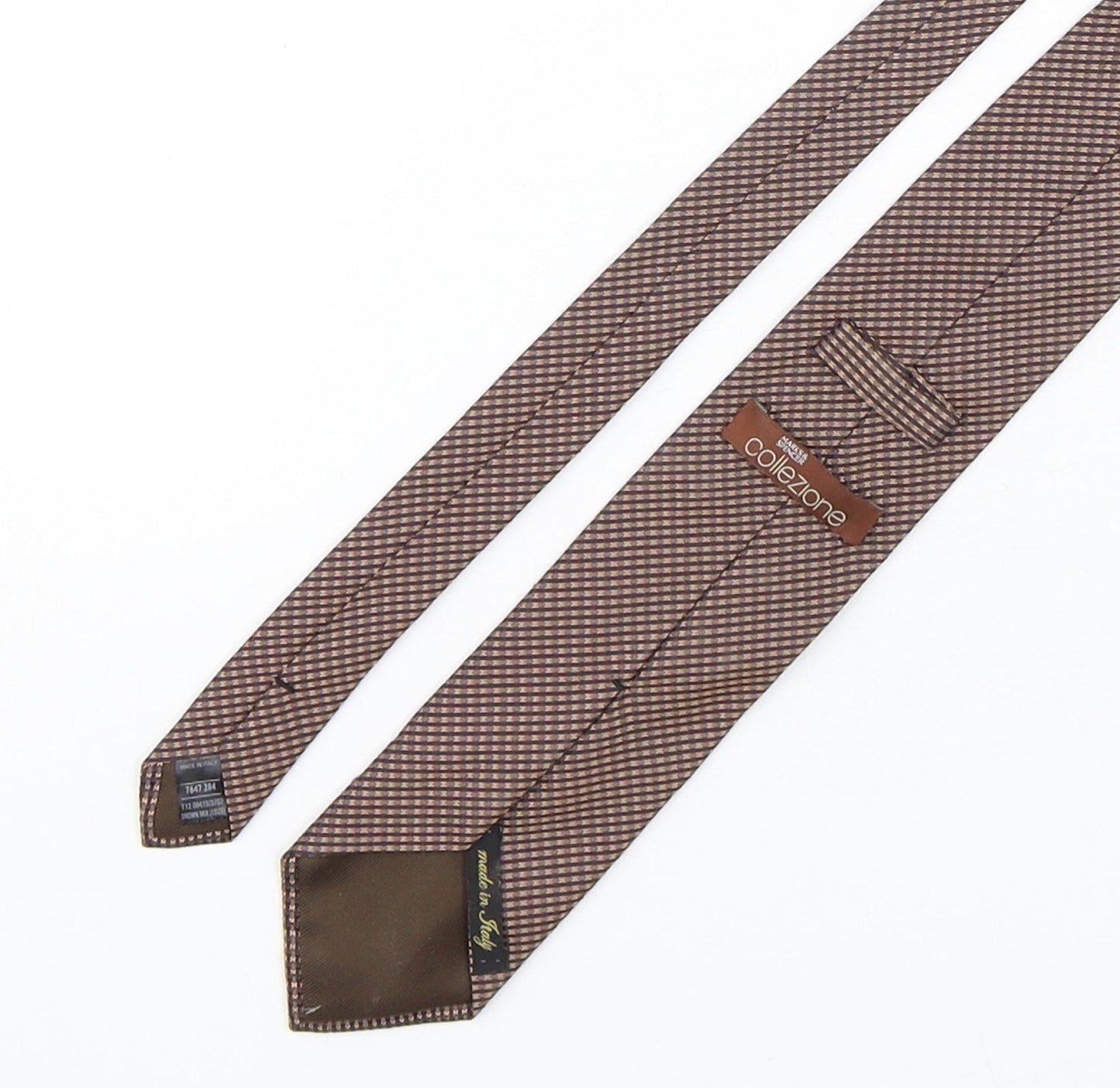 Mens Collezione Brown Geometric  Pointed Tie