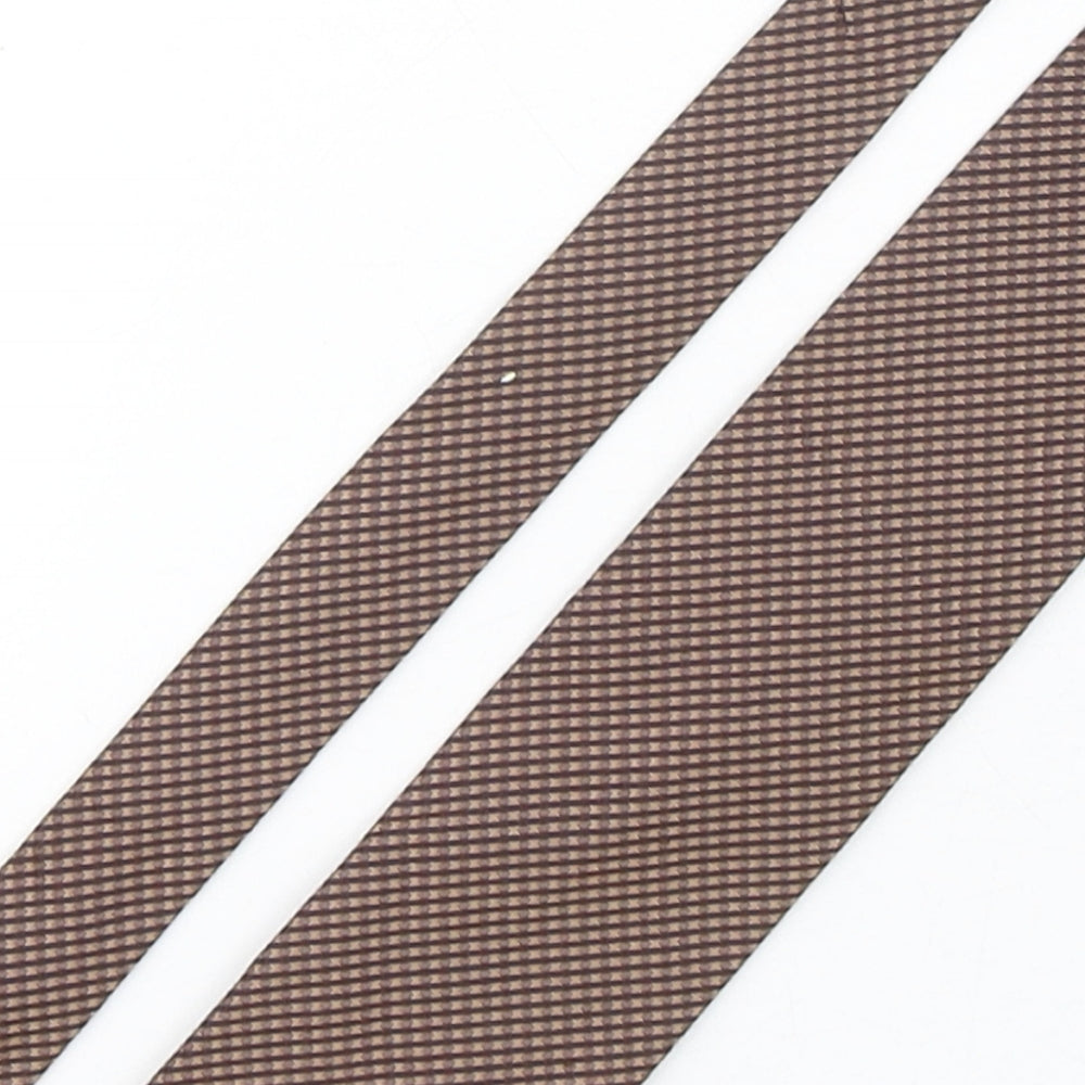 Mens Collezione Brown Geometric  Pointed Tie