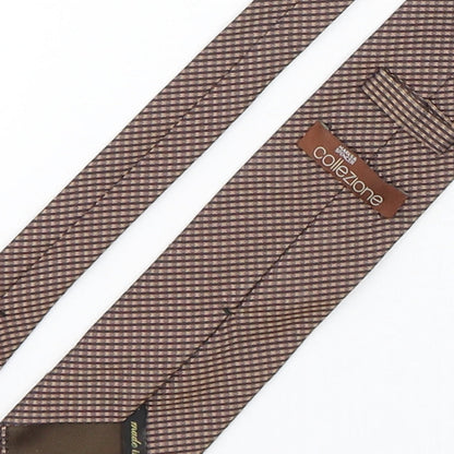 Mens Collezione Brown Geometric  Pointed Tie
