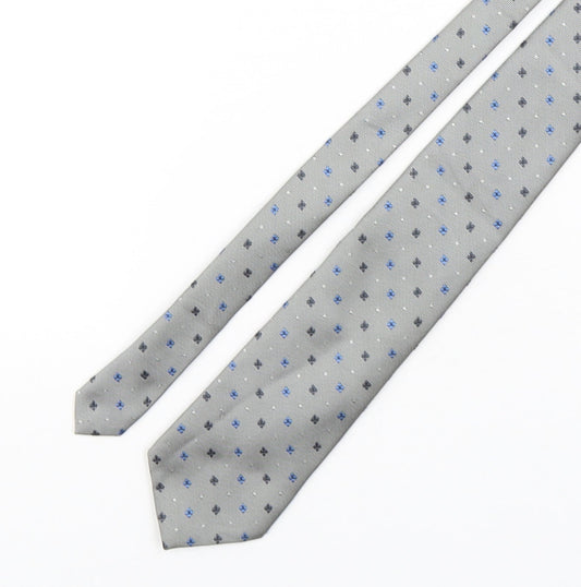 Michelsons Mens Grey Floral Polyester Pointed Tie One Size