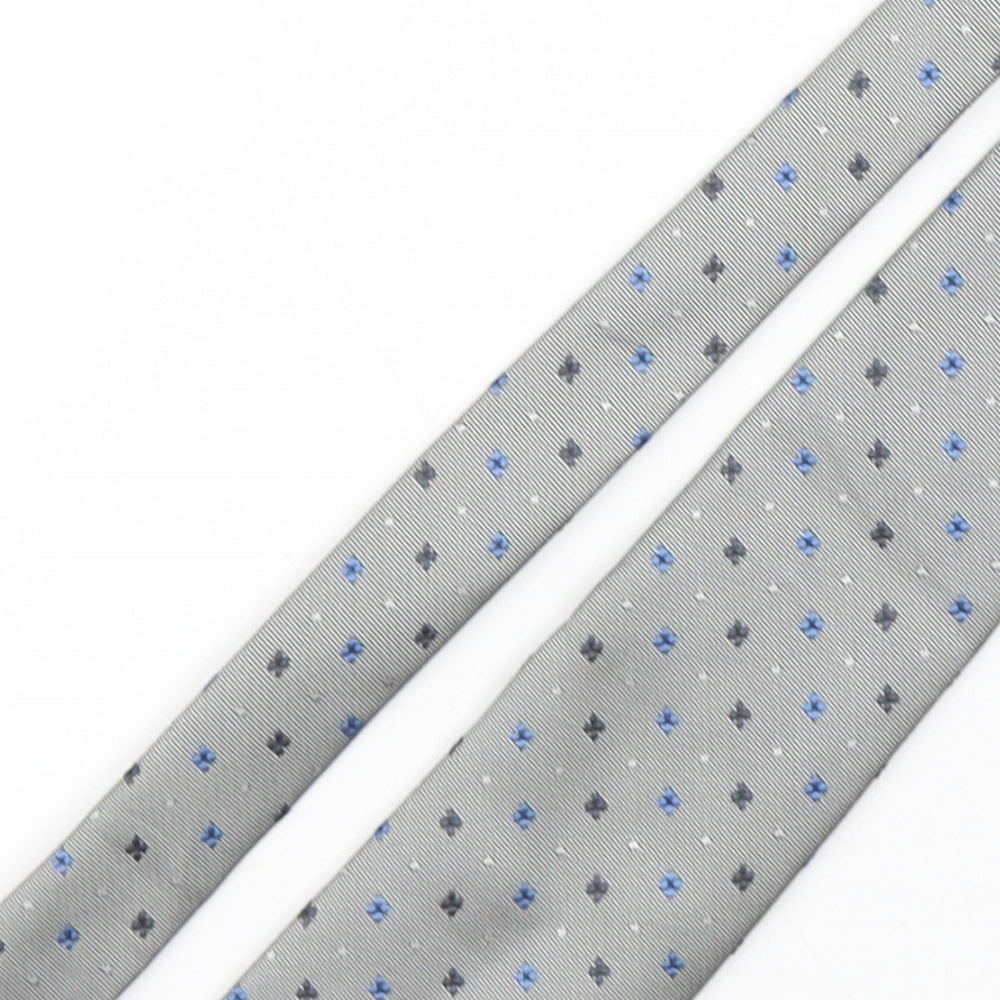 Michelsons Mens Grey Floral Polyester Pointed Tie One Size