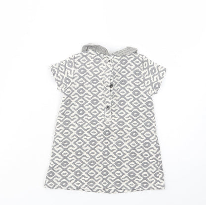 Back view of Next Baby Grey Geometric Polyester Tunic Blouse, size 6-9, Months Collared Button