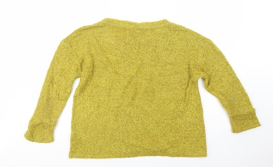 Indigo Womens Yellow Boat Neck  Acrylic Pullover Jumper Size 16