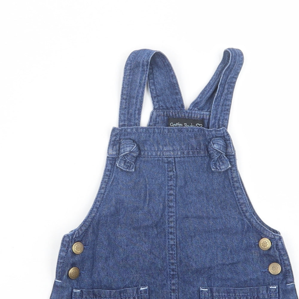 Cynthia Rowley Girls Blue  Cotton Pinafore/Dungaree Dress  Size 2 Years  Square Neck Button
