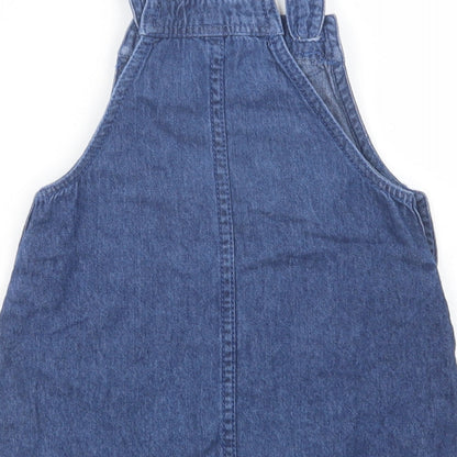 Cynthia Rowley Girls Blue  Cotton Pinafore/Dungaree Dress  Size 2 Years  Square Neck Button