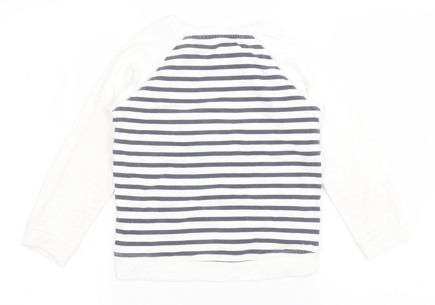 Dunnes Girls White Striped Cotton Pullover Sweatshirt Size 5 Years   - Anchor
