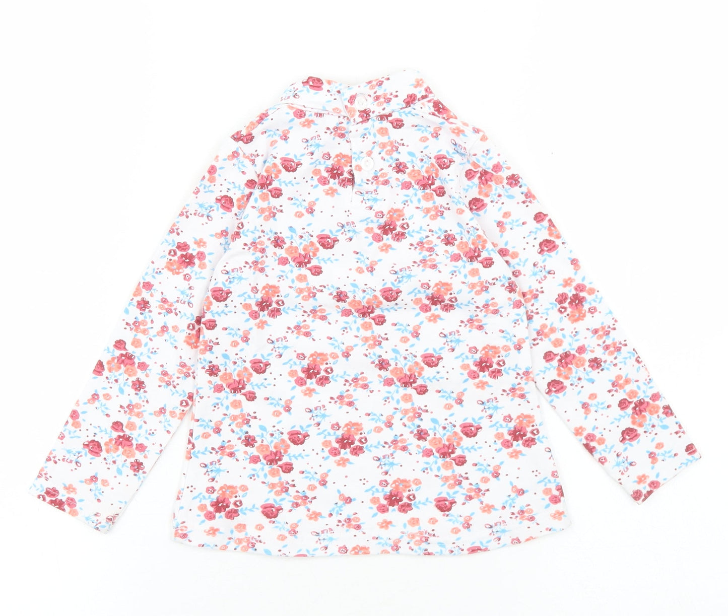 Cantarana Baby White Floral Cotton Pullover T-Shirt Size 12 Months High Neck Button