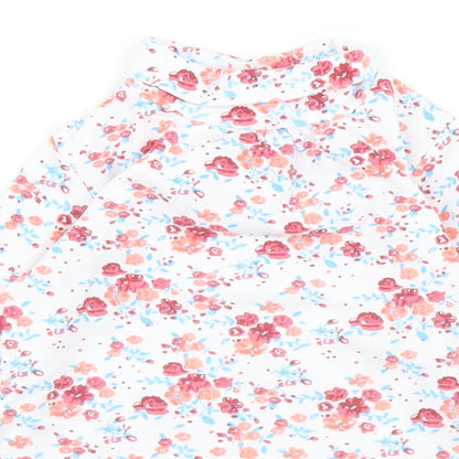 Cantarana Baby White Floral Cotton Pullover T-Shirt Size 12 Months High Neck Button