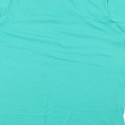 Primark Womens Green  100% Cotton Basic T-Shirt Size L Round Neck - Think Happy Thoughts