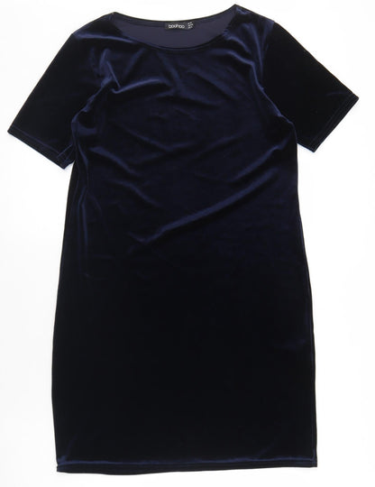 Boohoo Womens Blue  Polyester Bodycon  Size 10  Round Neck