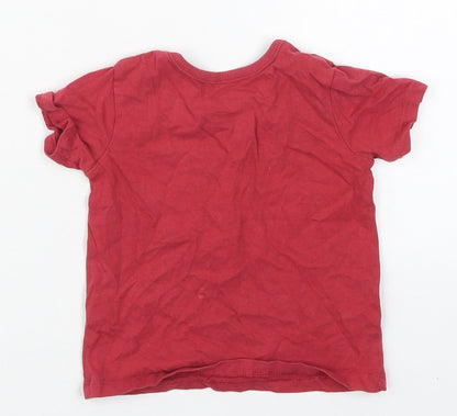 George Baby Red  Cotton Basic T-Shirt Size 6-9 Months Crew Neck Pullover - My Crew Mummy & Daddy