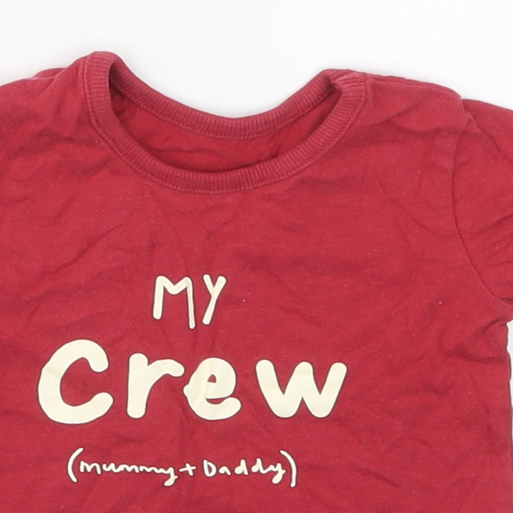 George Baby Red  Cotton Basic T-Shirt Size 6-9 Months Crew Neck Pullover - My Crew Mummy & Daddy