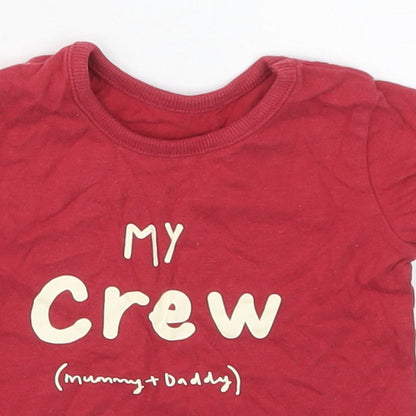 George Baby Red  Cotton Basic T-Shirt Size 6-9 Months Crew Neck Pullover - My Crew Mummy & Daddy