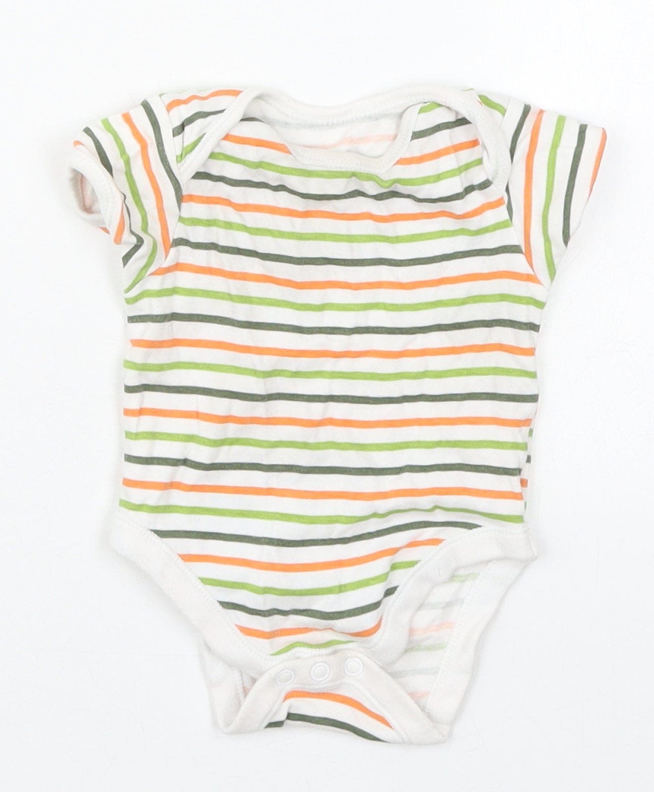 George Baby Green Striped Cotton Babygrow One-Piece Size 3-6 Months  Button - Orange