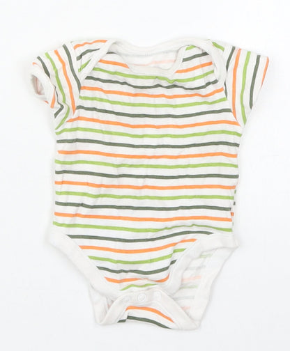 George Baby Green Striped Cotton Babygrow One-Piece Size 3-6 Months  Button - Orange