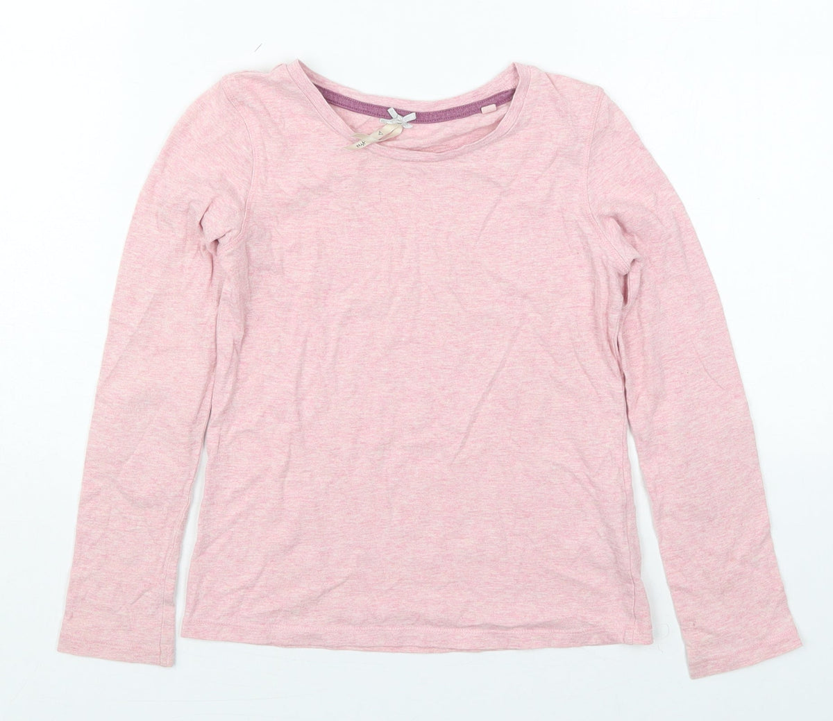 Additional front view of Next girls’ pink cotton basic t-shirt, size 8, years crew neck pullover