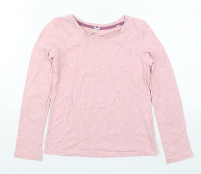 Additional front view of Next girls’ pink cotton basic t-shirt, size 8, years crew neck pullover