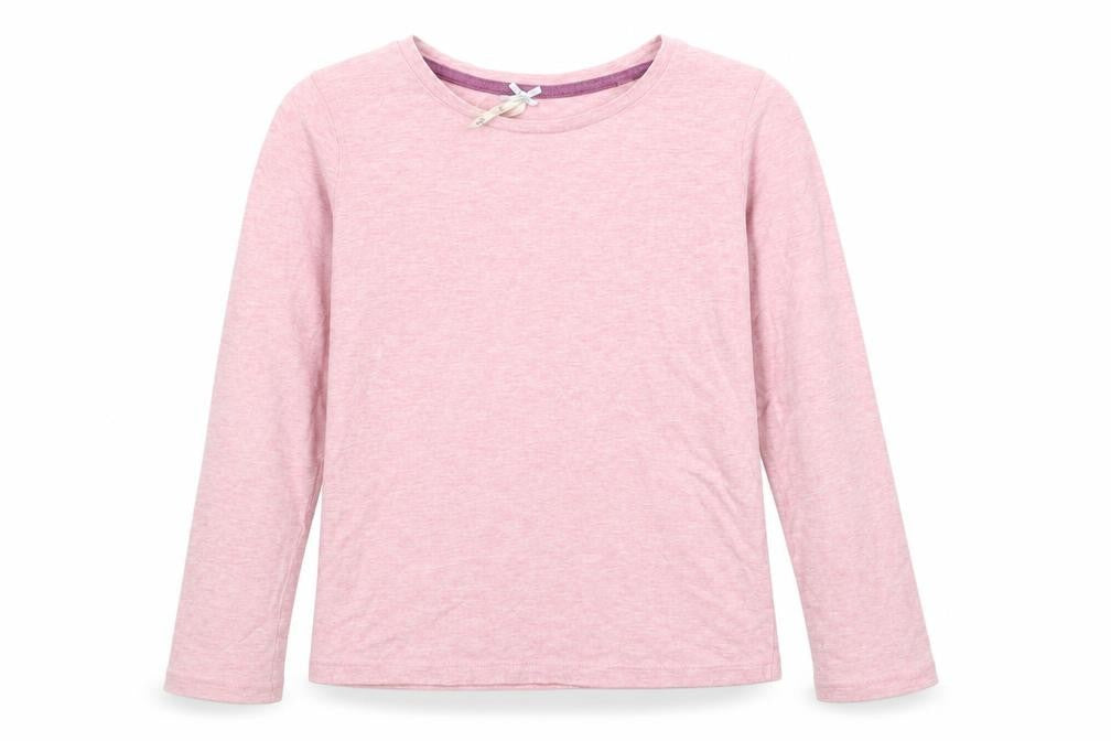 Front view of Next girls’ pink cotton basic t-shirt, size 8, years crew neck pullover