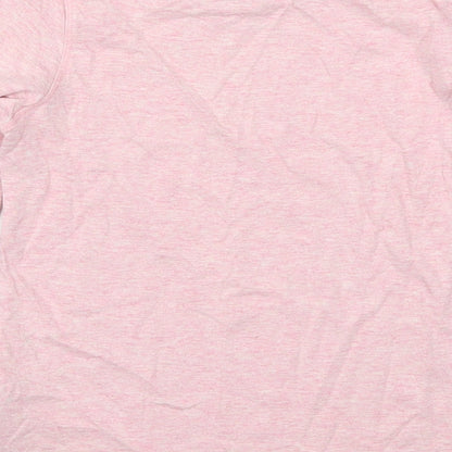 Brand and care label for Next girls’ pink cotton basic t-shirt, size 8, years crew neck pullover