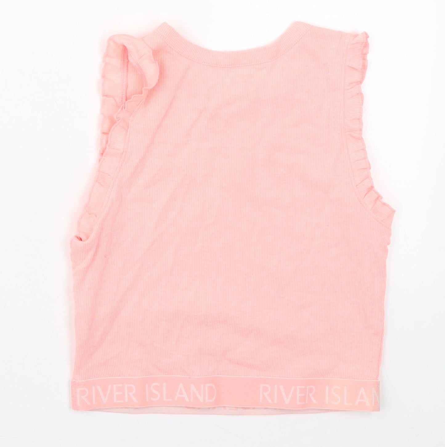River Island Girls Pink  Cotton Cropped Tank Size 11-12 Years Crew Neck Pullover