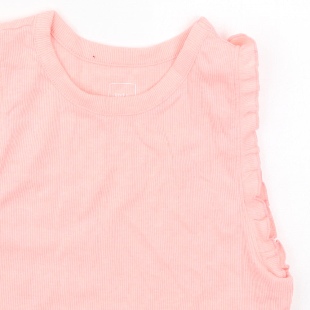 River Island Girls Pink  Cotton Cropped Tank Size 11-12 Years Crew Neck Pullover