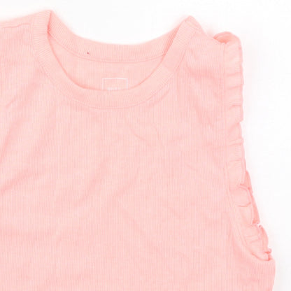 River Island Girls Pink  Cotton Cropped Tank Size 11-12 Years Crew Neck Pullover