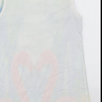 Evie Girls White  Polyester Basic Tank Size 7-8 Years Round Neck Pullover - South Point Miami Flamingo