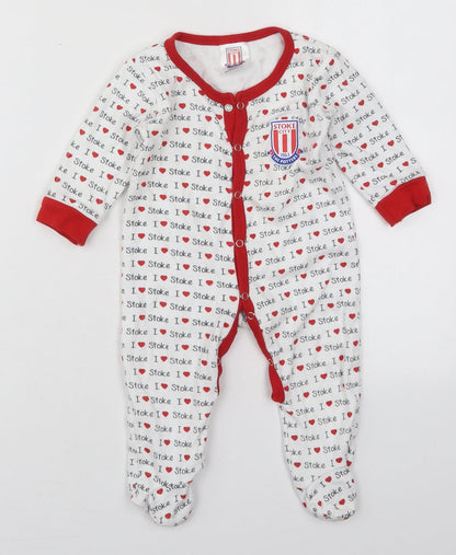 Stoke City Baby White Solid Cotton Cami One Piece Size 6-9 Months  Button - I Love Stoke