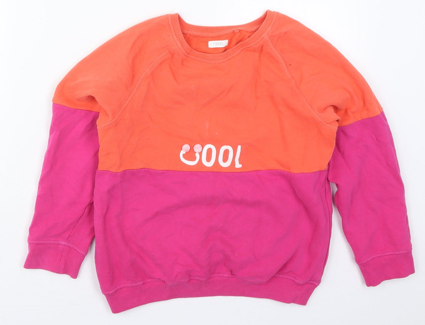 NEXT Girls Pink Colourblock Cotton Pullover Sweatshirt Size 11 Years  Pullover - Cool