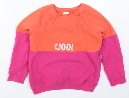 NEXT Girls Pink Colourblock Cotton Pullover Sweatshirt Size 11 Years  Pullover - Cool