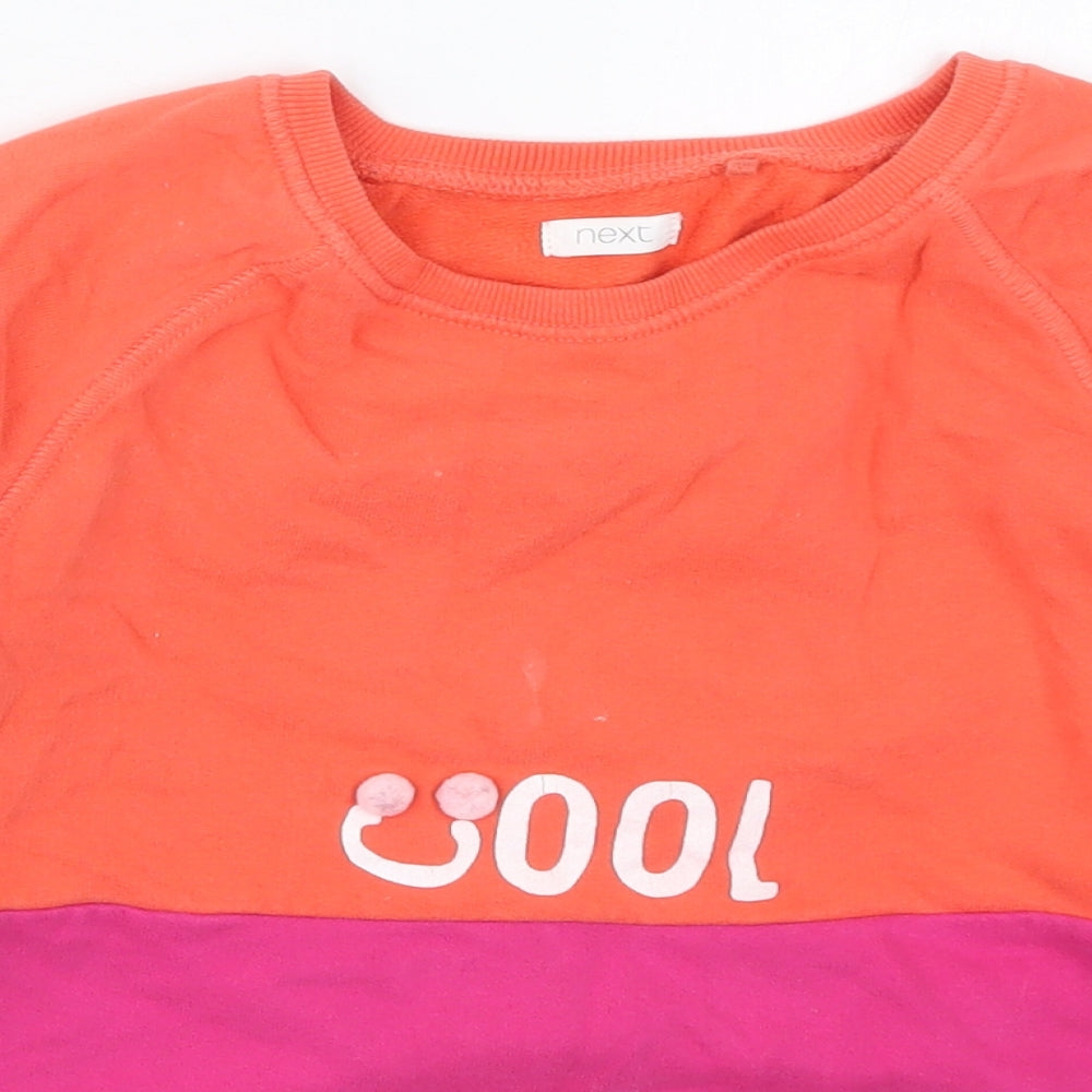 NEXT Girls Pink Colourblock Cotton Pullover Sweatshirt Size 11 Years  Pullover - Cool