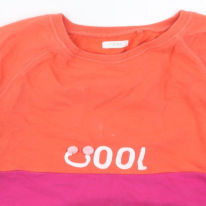 NEXT Girls Pink Colourblock Cotton Pullover Sweatshirt Size 11 Years  Pullover - Cool