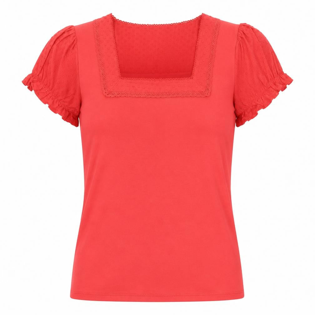 Womens UK Size 10 DASH Red Basic T-Shirt