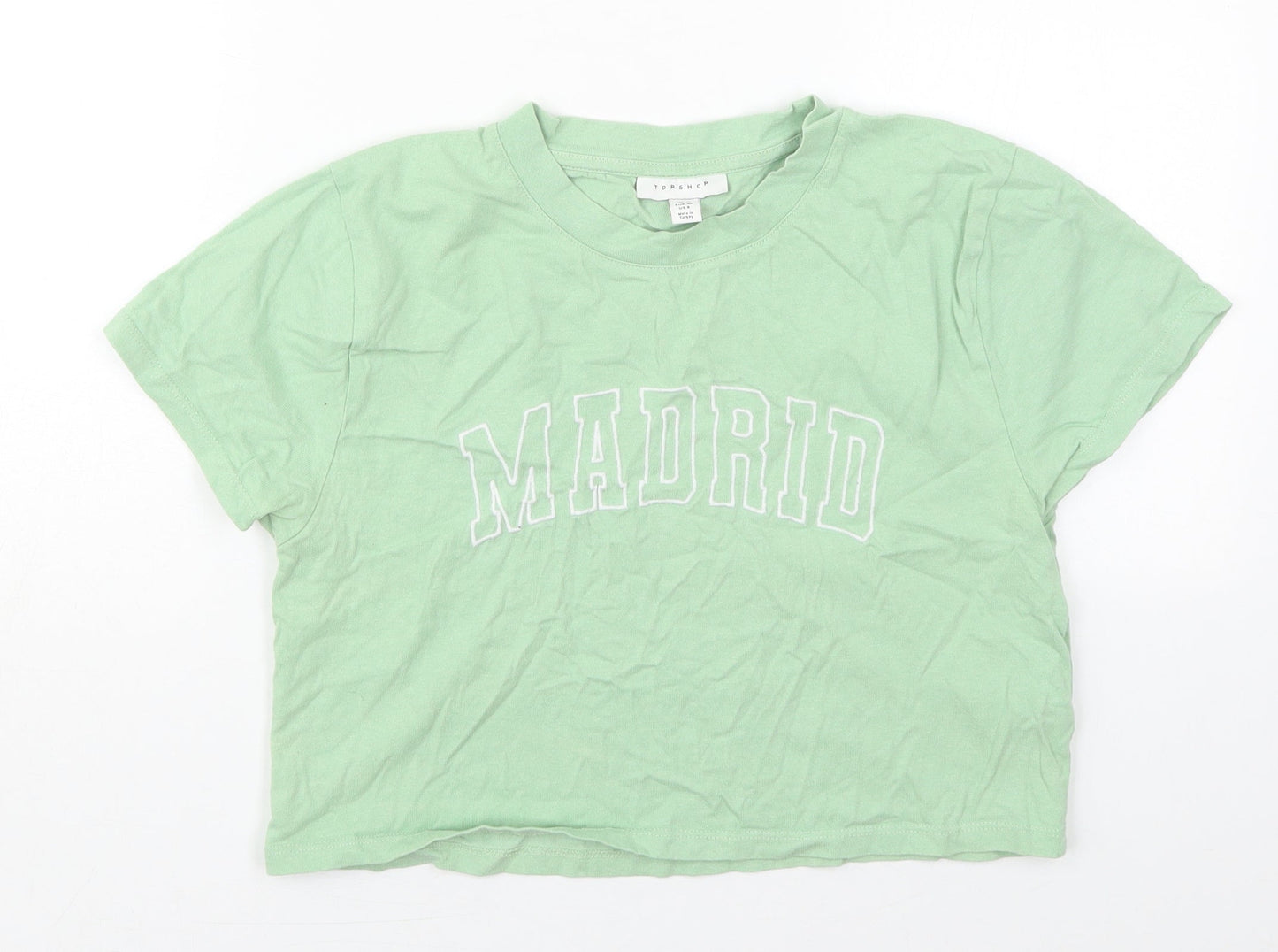Womens UK Size 12 Topshop Green Cropped T-Shirt