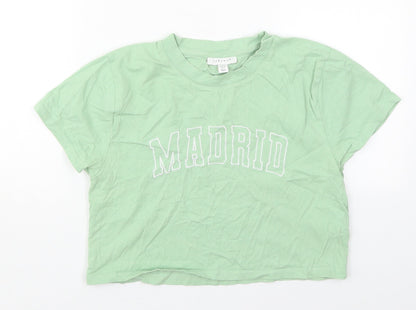 Womens UK Size 12 Topshop Green Cropped T-Shirt