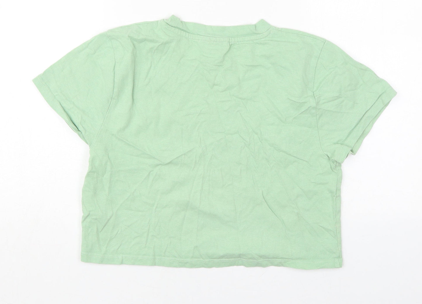 Womens UK Size 12 Topshop Green Cropped T-Shirt