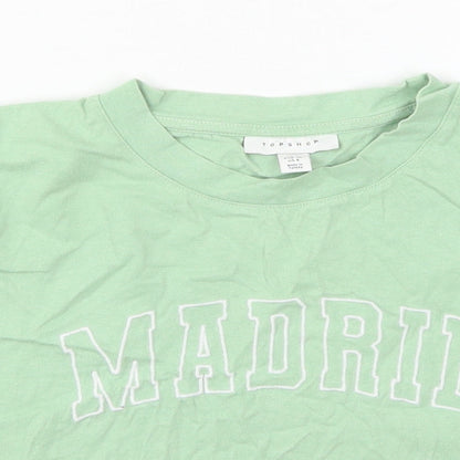 Womens UK Size 12 Topshop Green Cropped T-Shirt