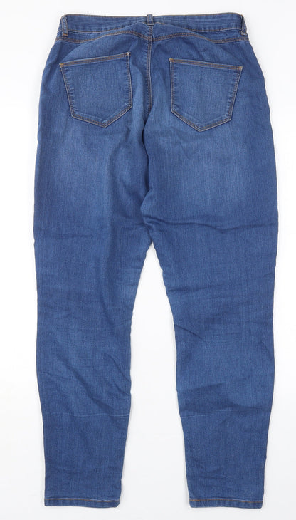 Dorothy Perkins Womens Blue  Cotton Skinny Jeans Size 12 L29 in Regular Button
