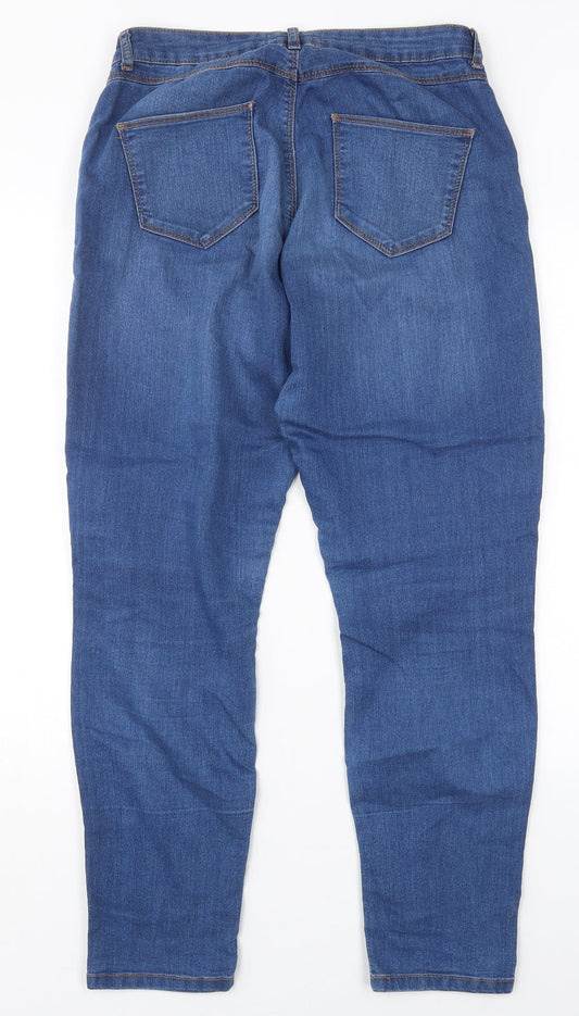 Dorothy Perkins Womens Blue  Cotton Skinny Jeans Size 12 L29 in Regular Button