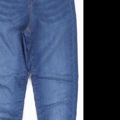 Dorothy Perkins Womens Blue  Cotton Skinny Jeans Size 12 L29 in Regular Button